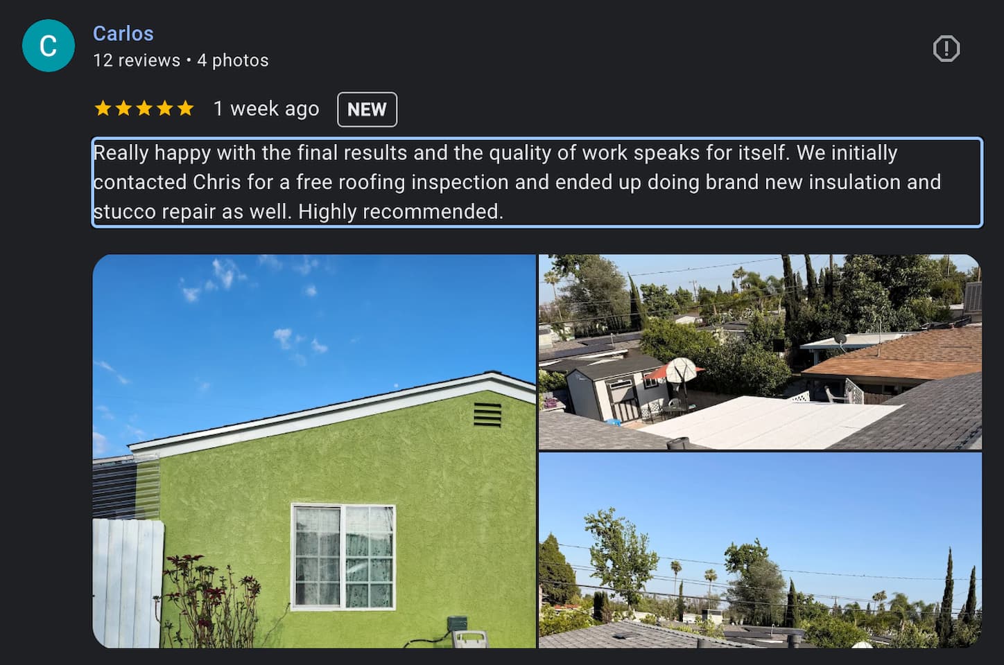 Carlos Google Review