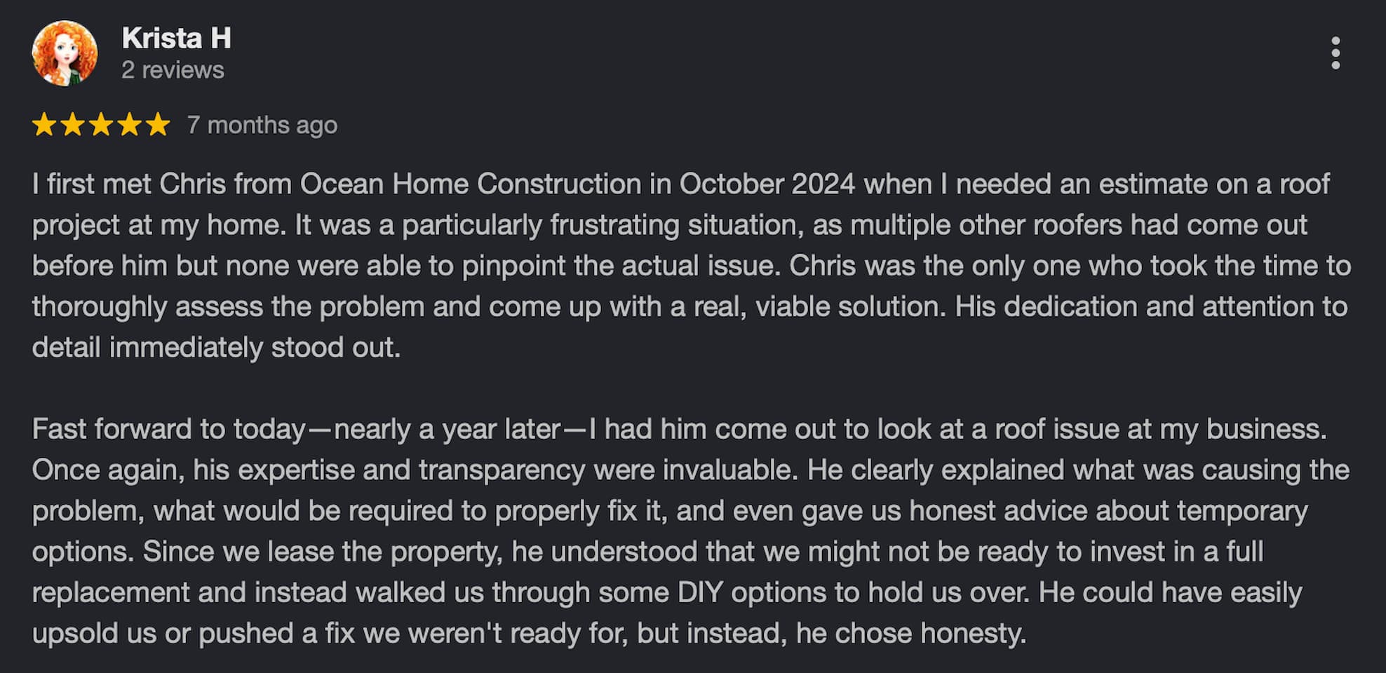 Krista Google Review
